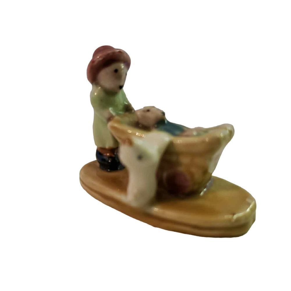Bear Pushing Carriage Figurine